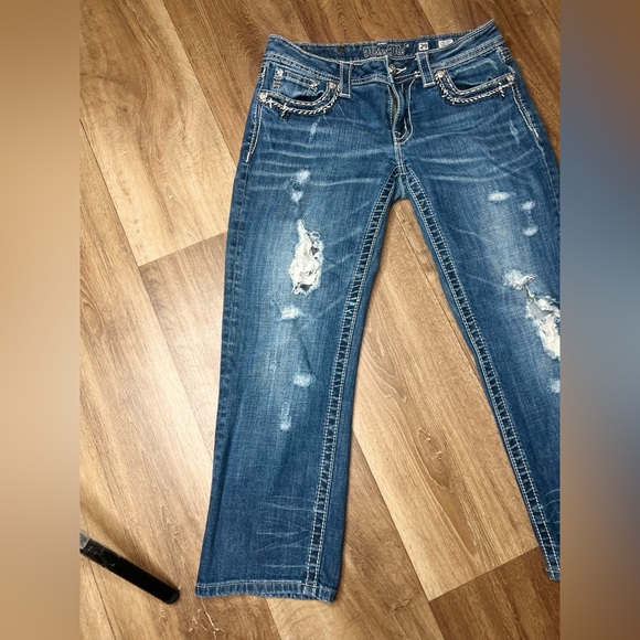 Vintage y2k women's lowrise Miss Me JE5835C Cropped blue denim capris jeans sz29 - Picture 2 of 8